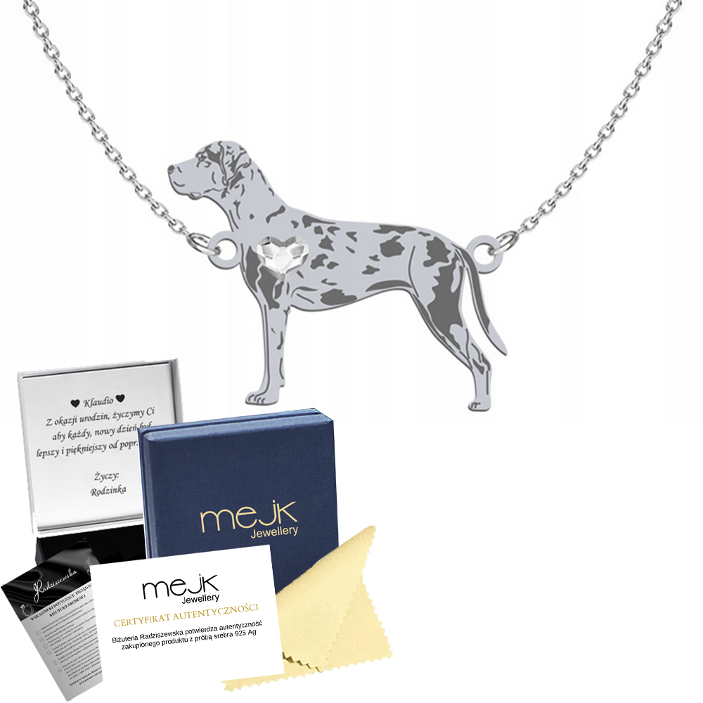 Stříbrný náhrdelník s psem Louisiana Catahoula 925 Žena Šperky Gravírování