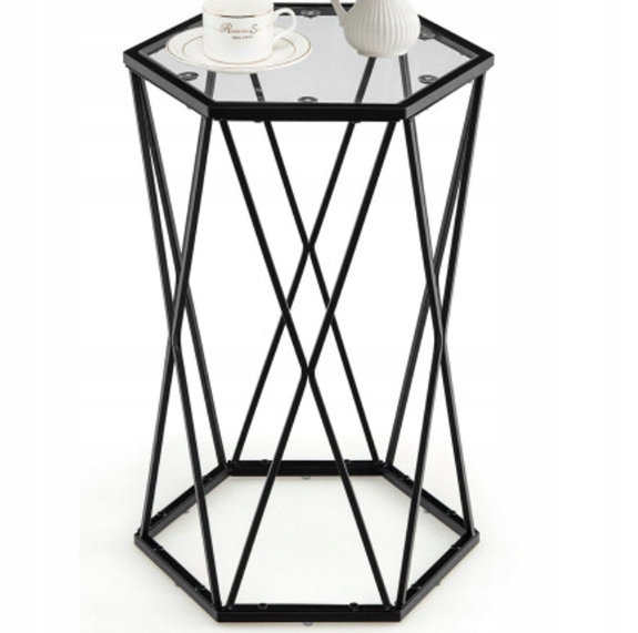 Stolik kawowy metal i szkło czarny Kolekcja inny