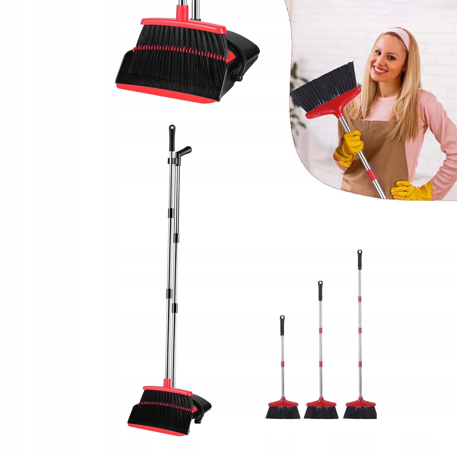 Levně Sada Na Úklid Zametání Lnu A Metly S Lopatkovou Tyčí 2V1