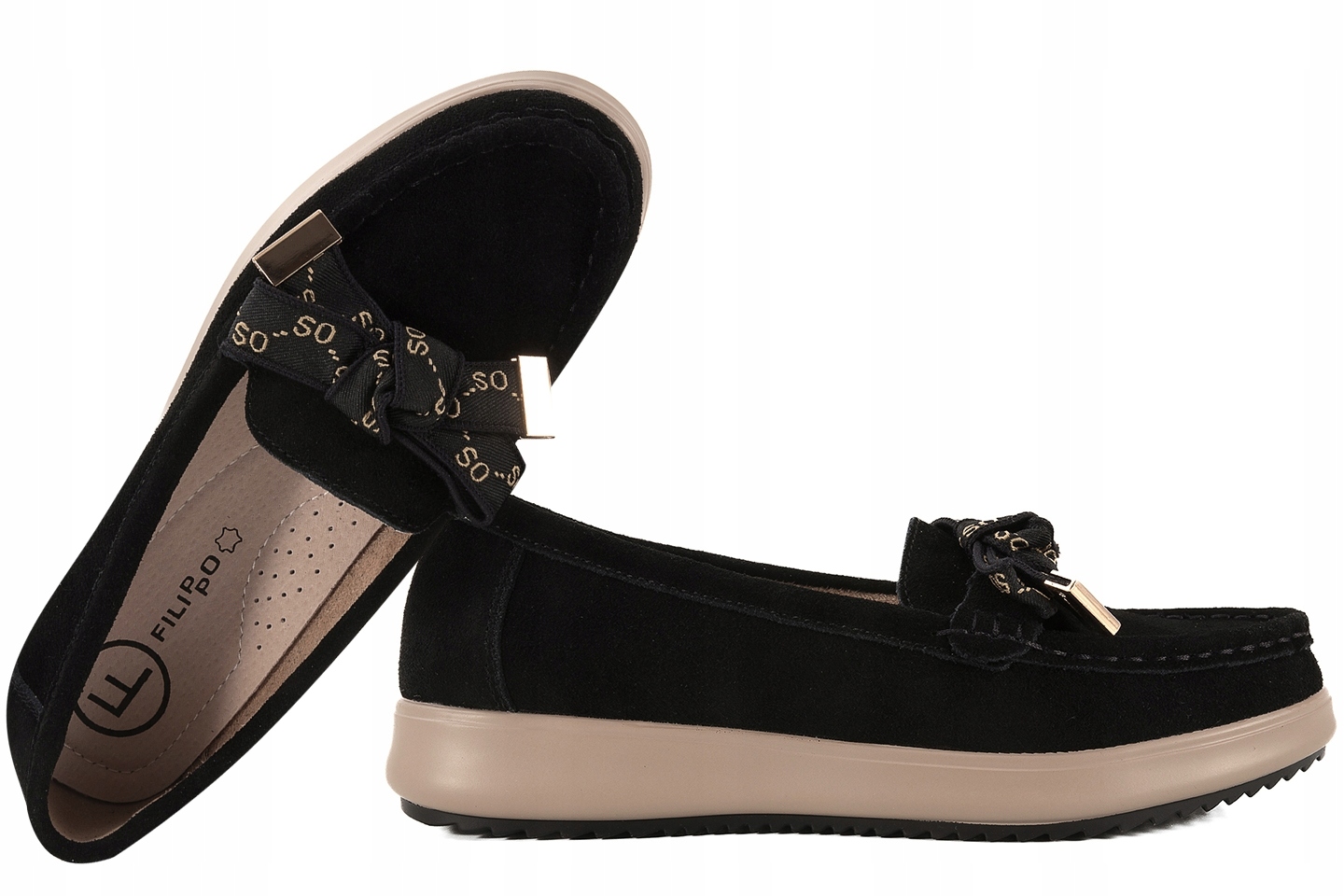 Filippo DP6457 Dámské Polobotky Mokasíny Kožené Semišové černé 36