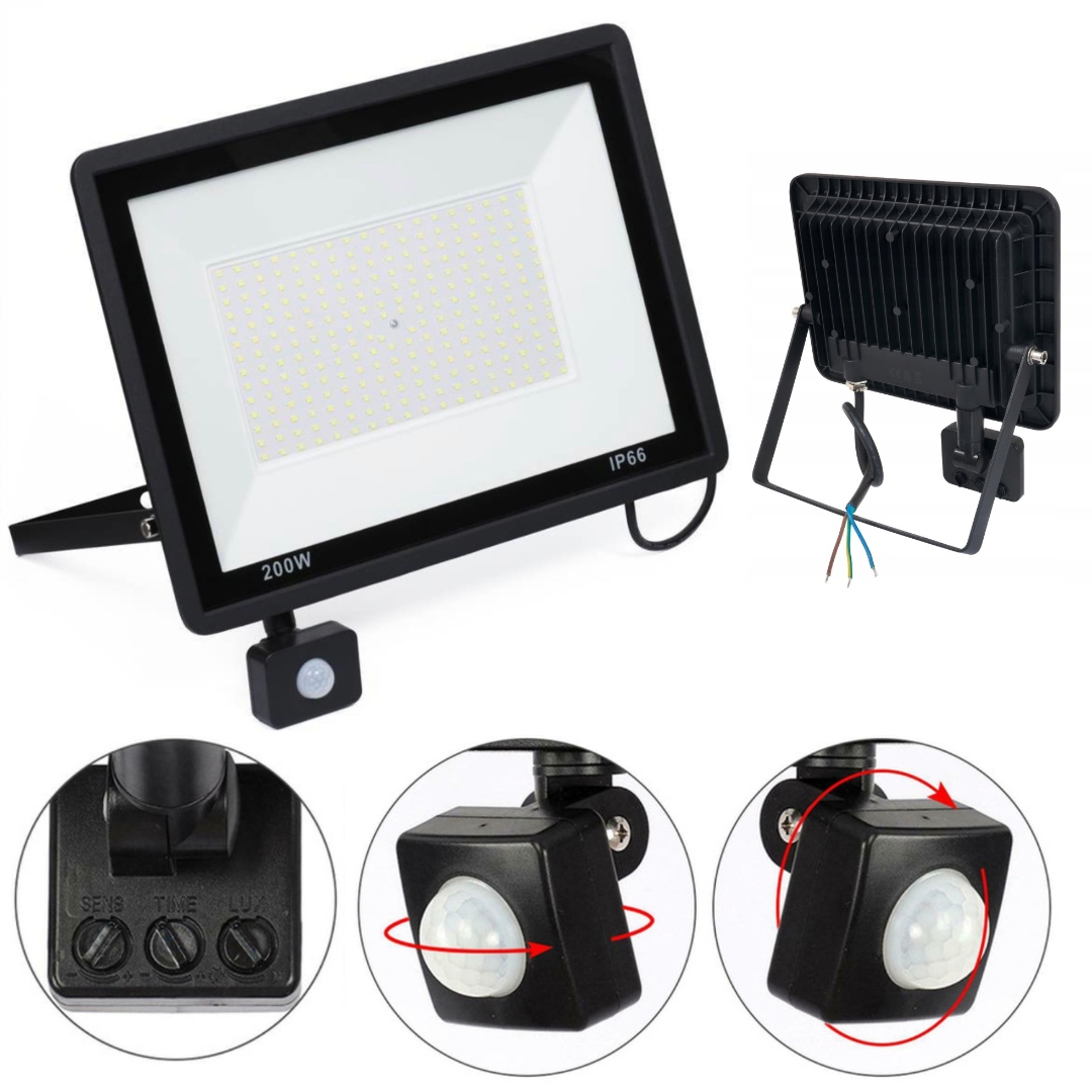 ГАЛОГЕННЫЙ СВЕТОДИОДНЫЙ ПРОЖЕКТОР 200 ВТ ТОНКИЙ ДАТЧИК ДВИЖЕНИЯ