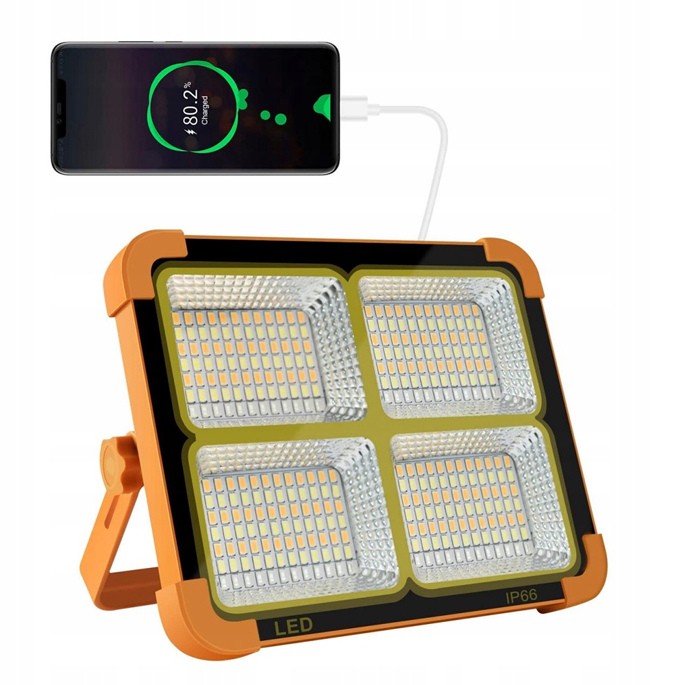 Mocny Halogen Przenośny Duża Lampa Robocza Solarna 100W 336LED Powerbank
