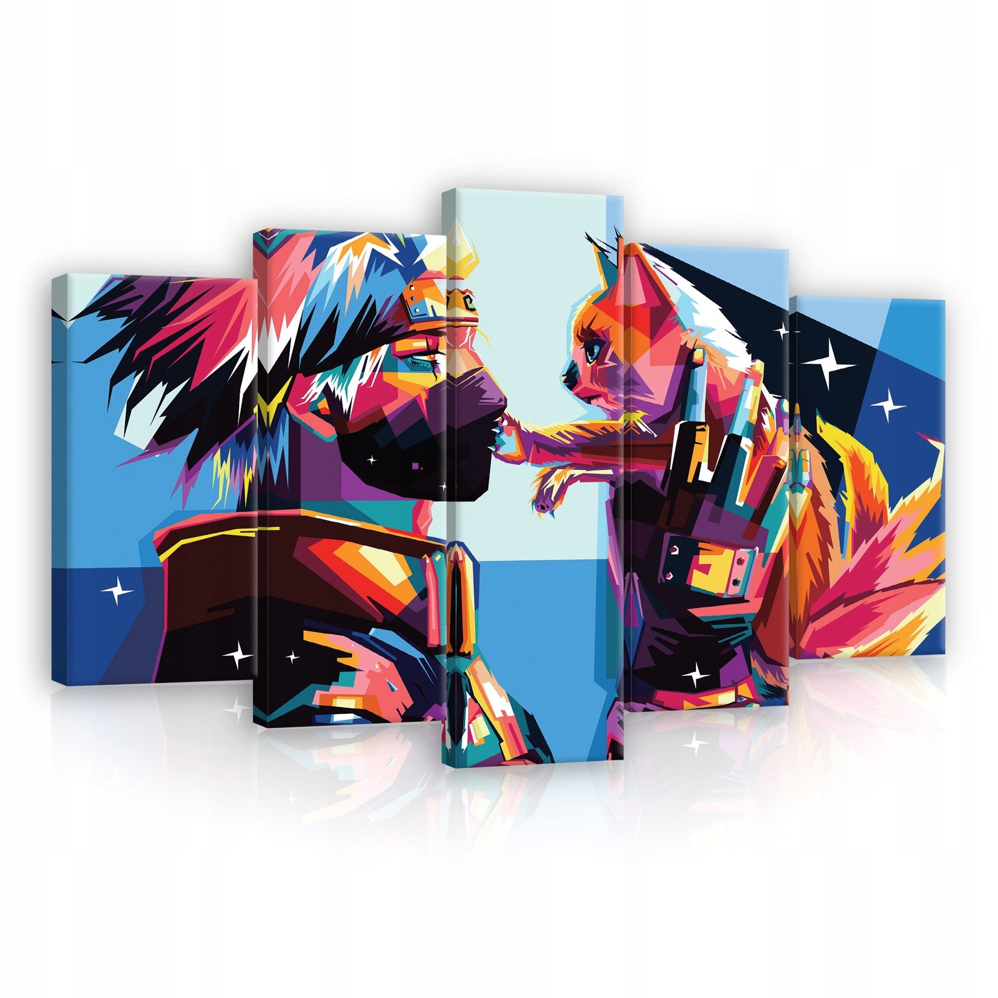 Obraz 100x60 modulární triptych anime Naruto Kakashi kočka liška pop-art moderní