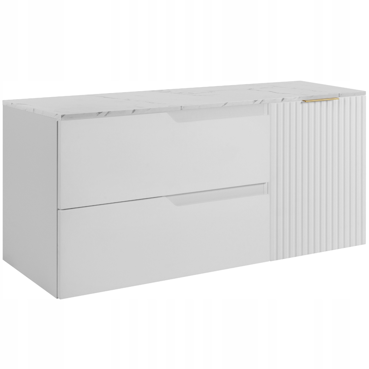 Koupelnová skříňka Pod Umyvadlo 100 bílá, přední strana Mdf, ryhovaná, mramorová deska