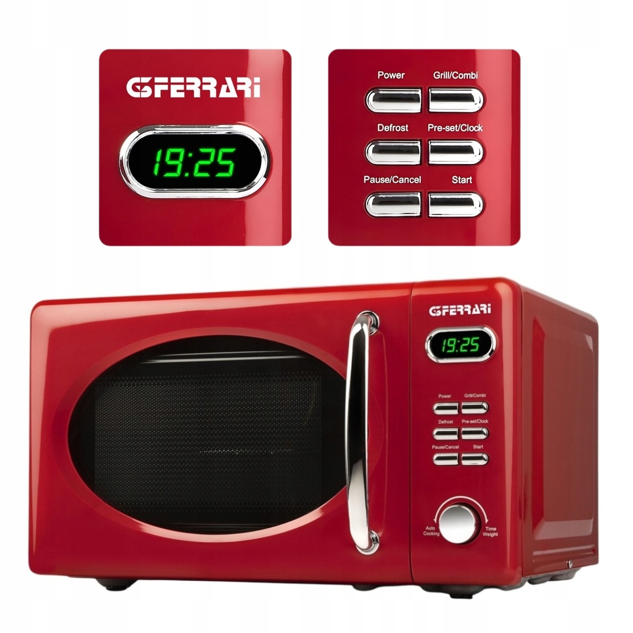 Kuchenka mikrofalowa G3FERRARI G1015502 red czerwona z grillem 700W 20L