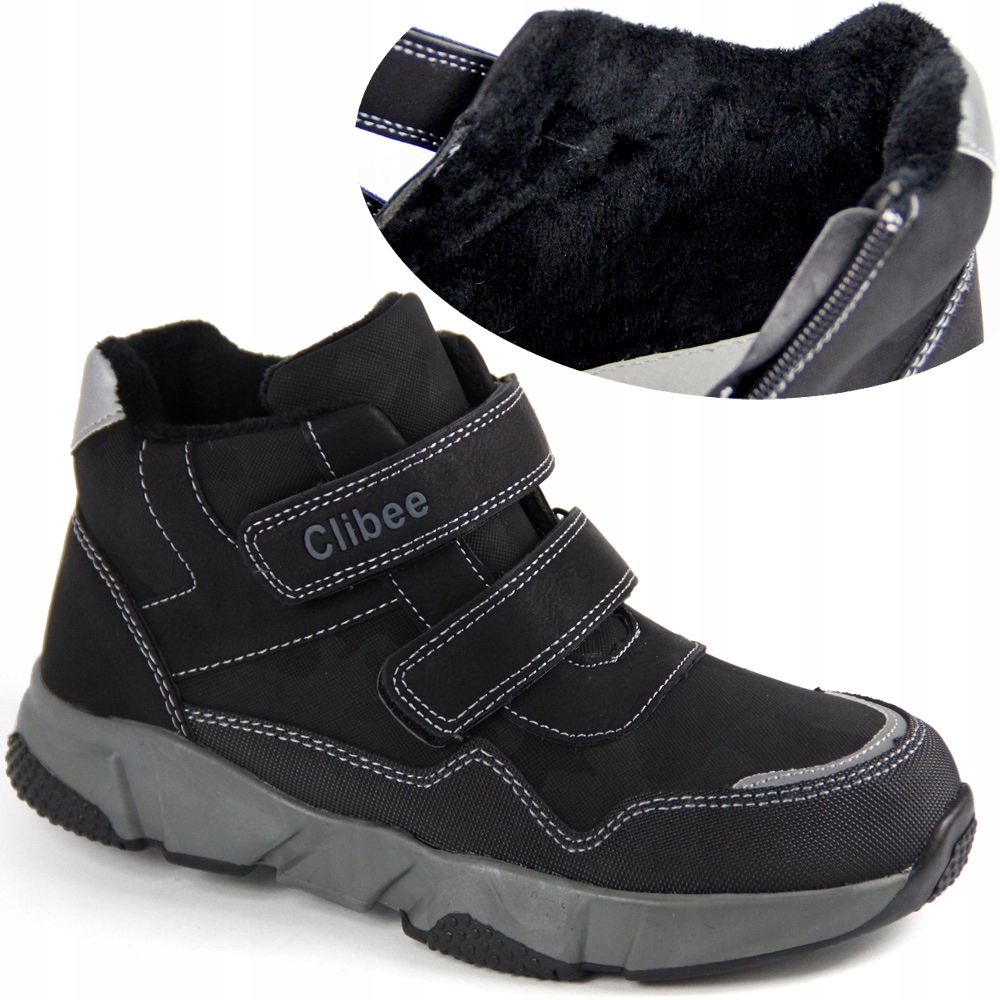 TRZEWIKI CHŁOPIĘCE BUTY OCIEPLANE ODBLASKI RZEP 31