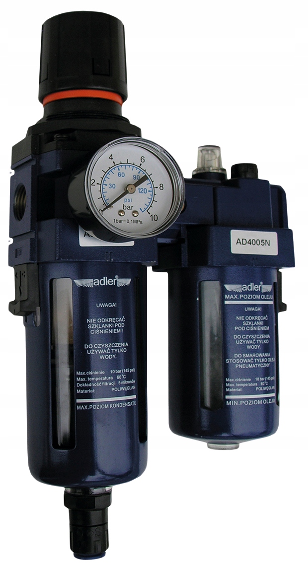 Filtr reduktor naolejacz 1/2" z automatycznym zaworem spustowym AD-4005FRN
