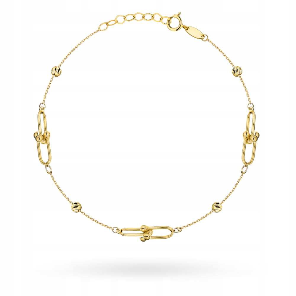 Náramek zlatý 585 spletené články diamantové kuličky řetízek 1.9 g