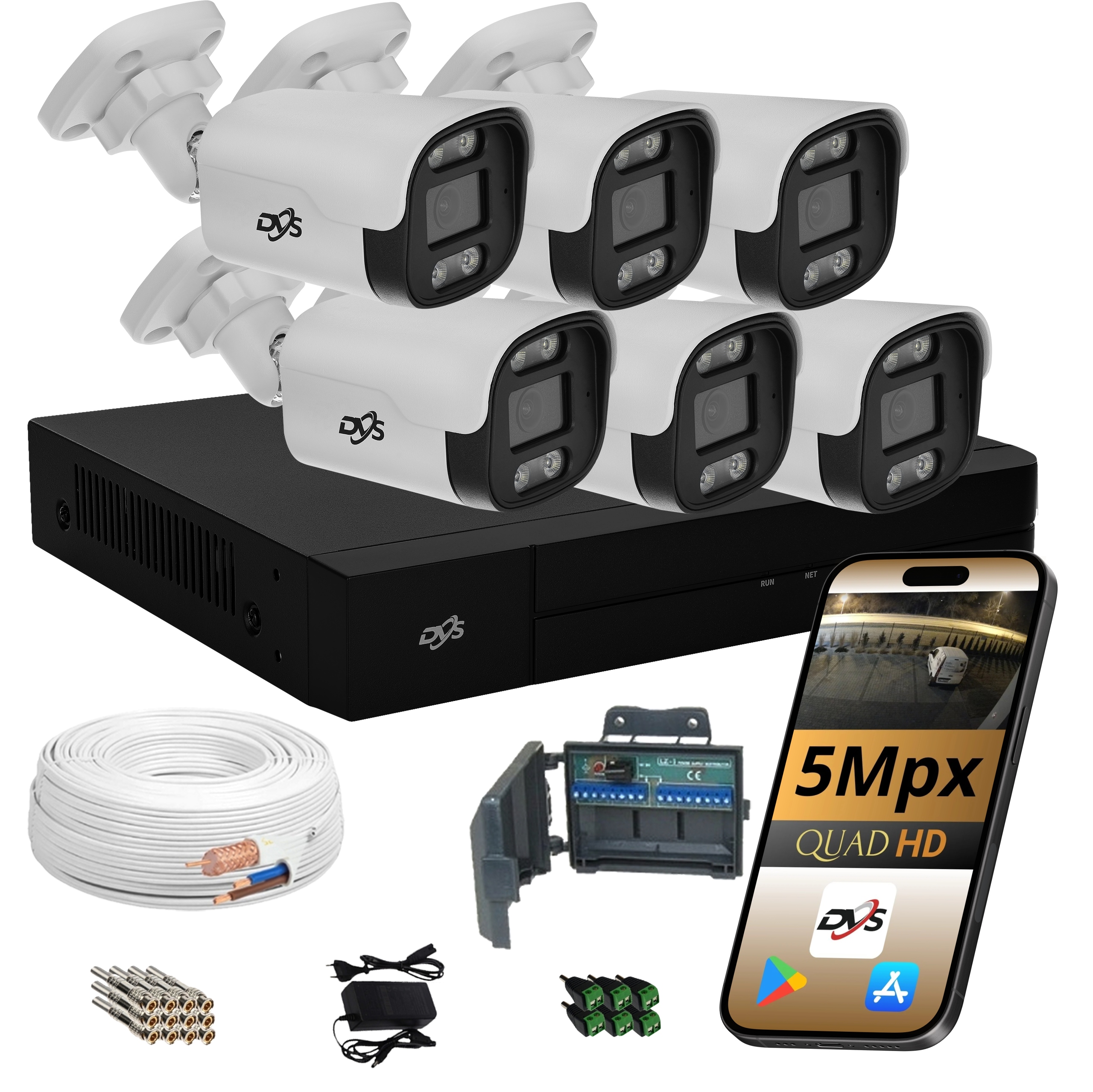 Sada Venkovních Analogových Kamer 6 Kamer Pro Monitorování 5Mpx Tuba Dvs