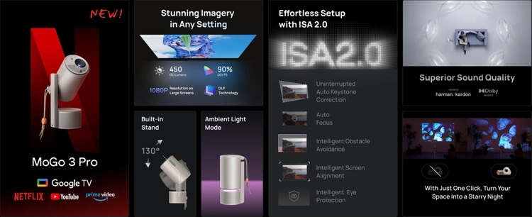 XGIMI MoGo 3 Pro + PowerBase Stand | Zestaw 2w1 | Projektor + statyw Stan opakowania oryginalne