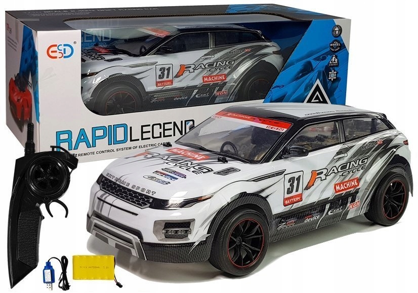 Auto zdalnie sterowane 2,4G Pvc 1:10 białe sportowe dla dzieci