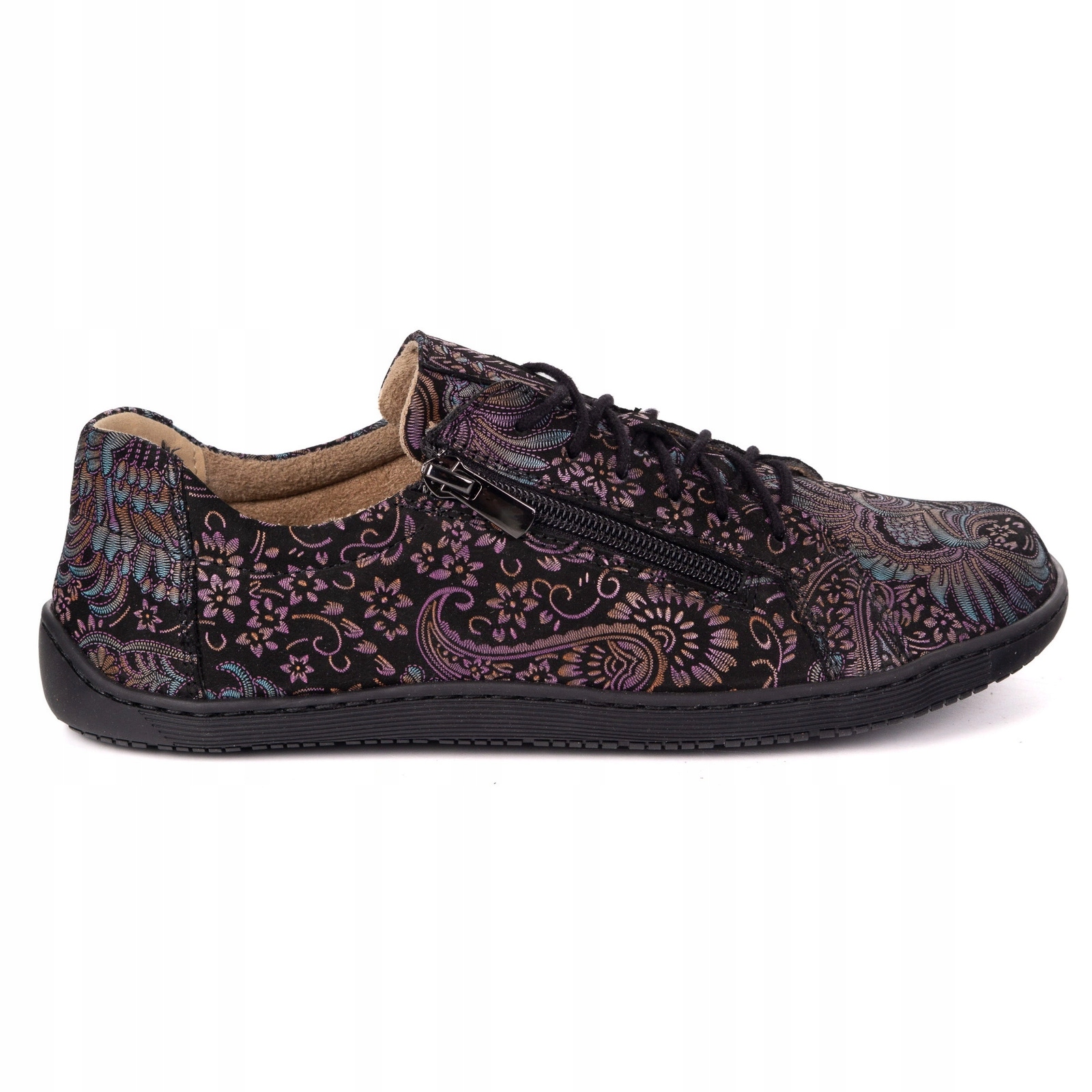 Barefoot kožené boty zero drop široká špička 1243 fialová 41