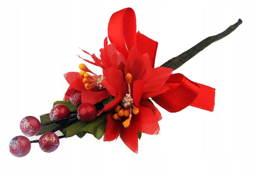 

Gałązka świąteczna z poinsecjami i jagodami 1szt