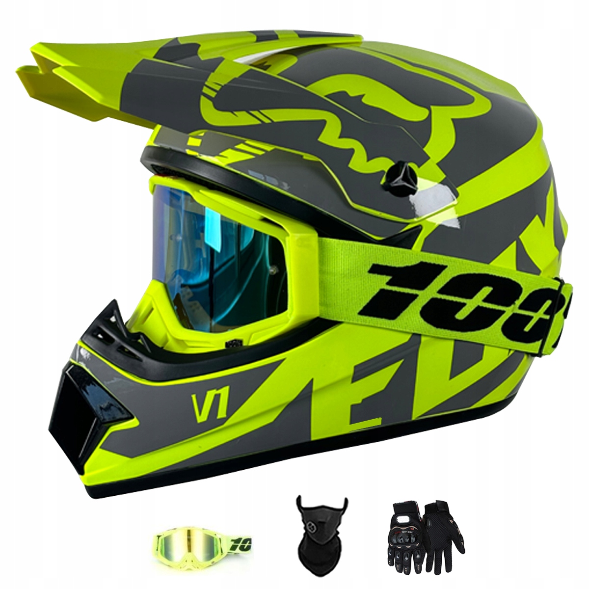 Motocyklová Přilba Lehká Enduro Quada Brýle Rukavice Maska XL