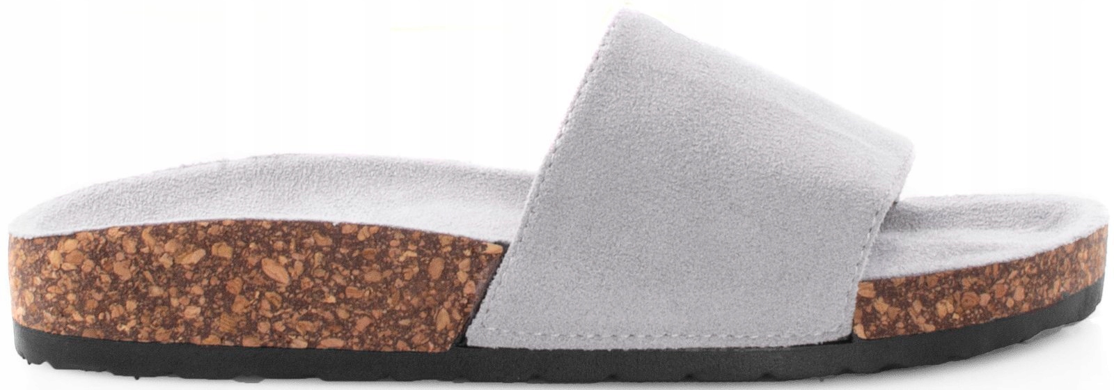 

5578 Szare Zamszowe Damskie Klapki Na Korku 37