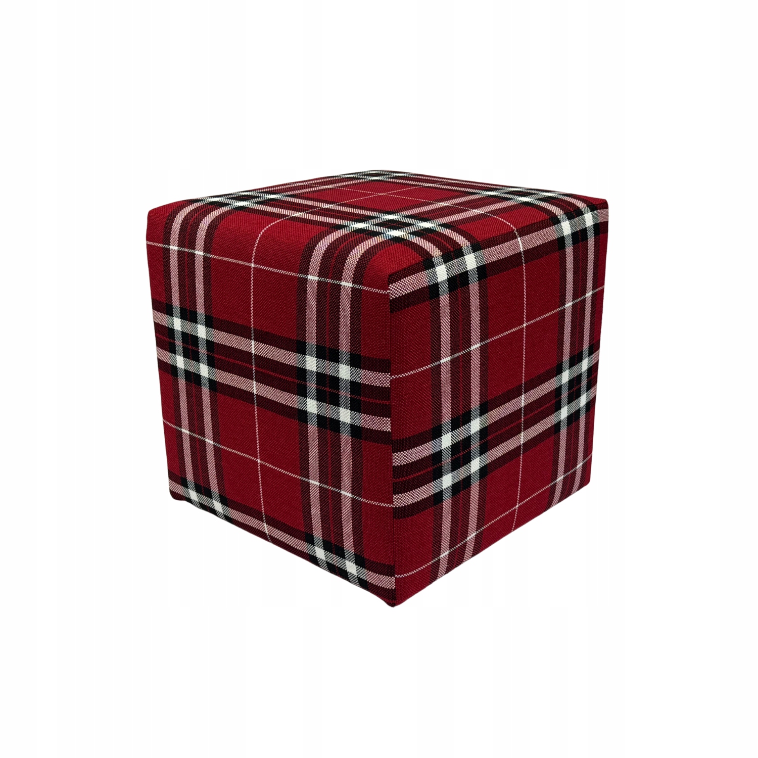 Taburet čtvercová lobox červená s pletenou mřížkou