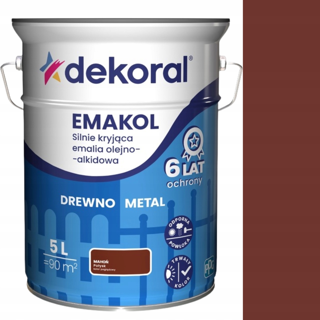 Dekoral Emakol Silně Krycí Olejovo-alkydový Smalt 5 L Mahagonový Lesk