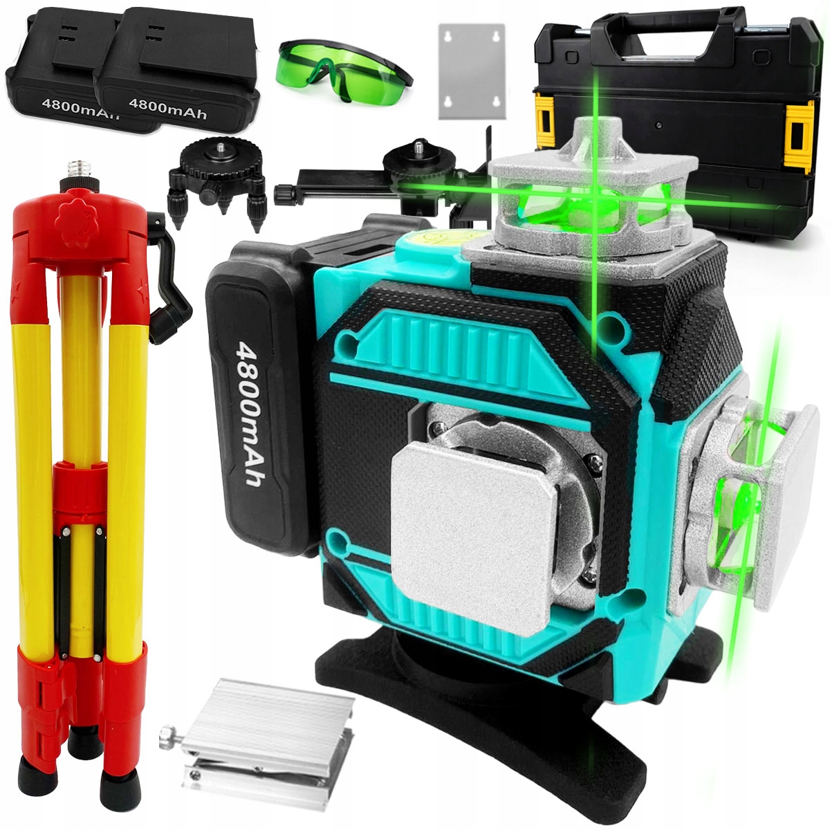 Laserová Vodováha Křížový Laser 4D 360 Pro 16 Linek Zelená 2xAKU Stativ