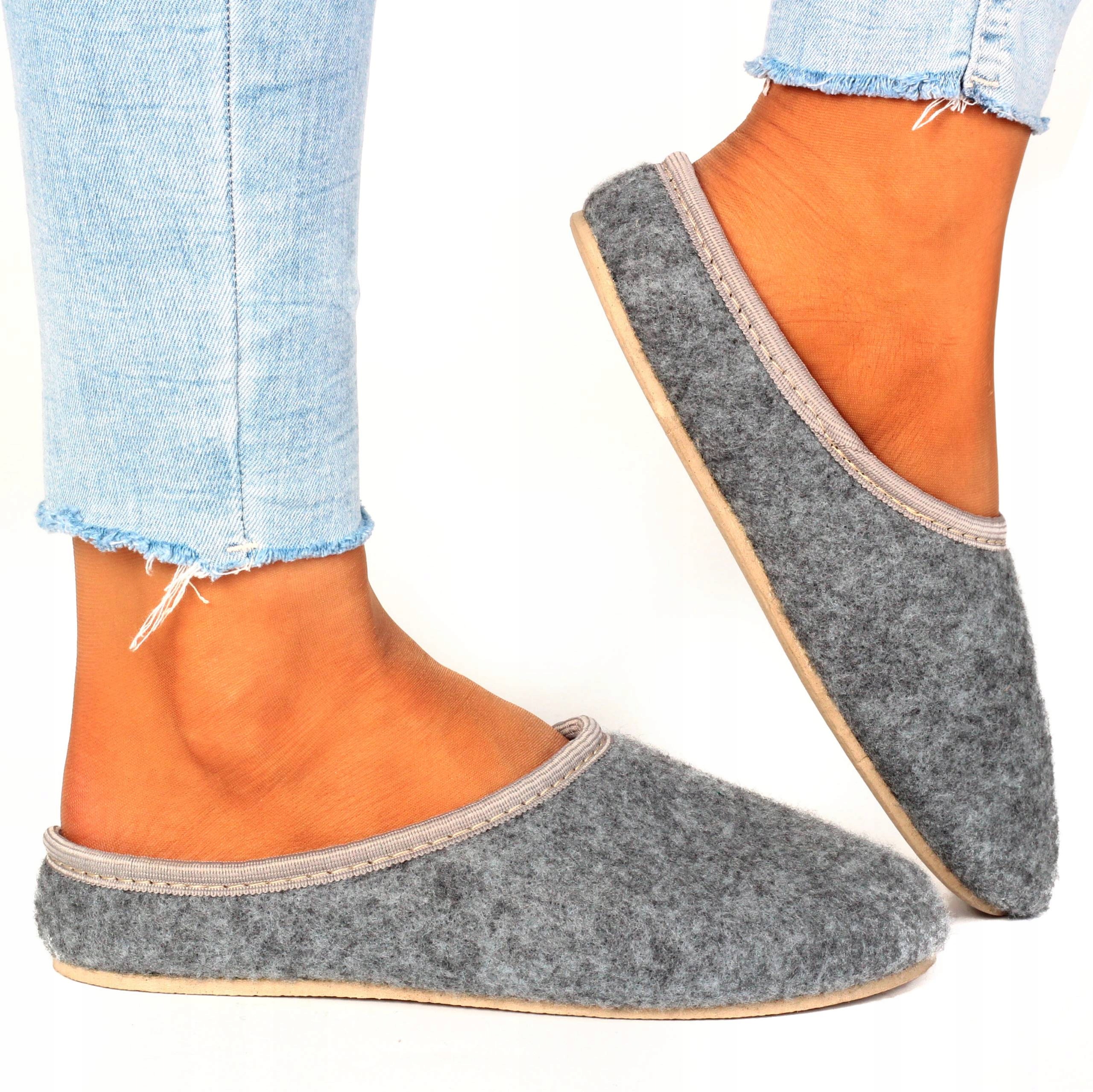 BAMBOSZE POLSKIE DAMSKIE FILC LEKKIE WYGODNE SZARE