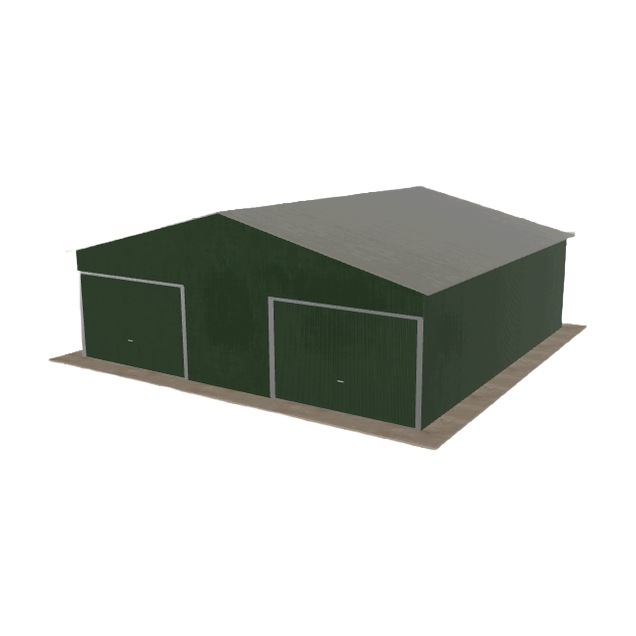 Plechová garáž 8x8 m dvoupolohová, dvoupolohová, zelená