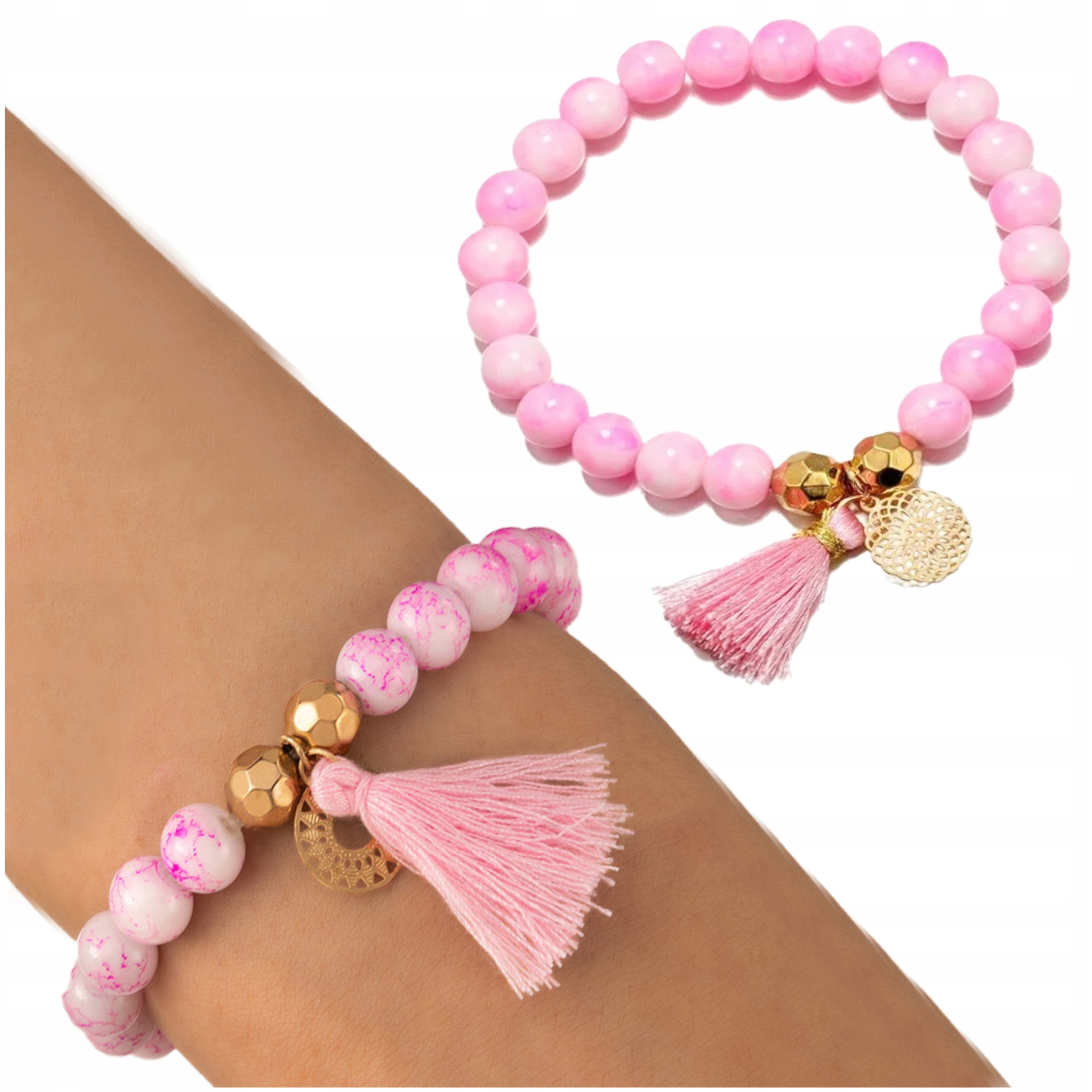 

Bransoletka Damska Na Rękę Różowe Perełki Modna