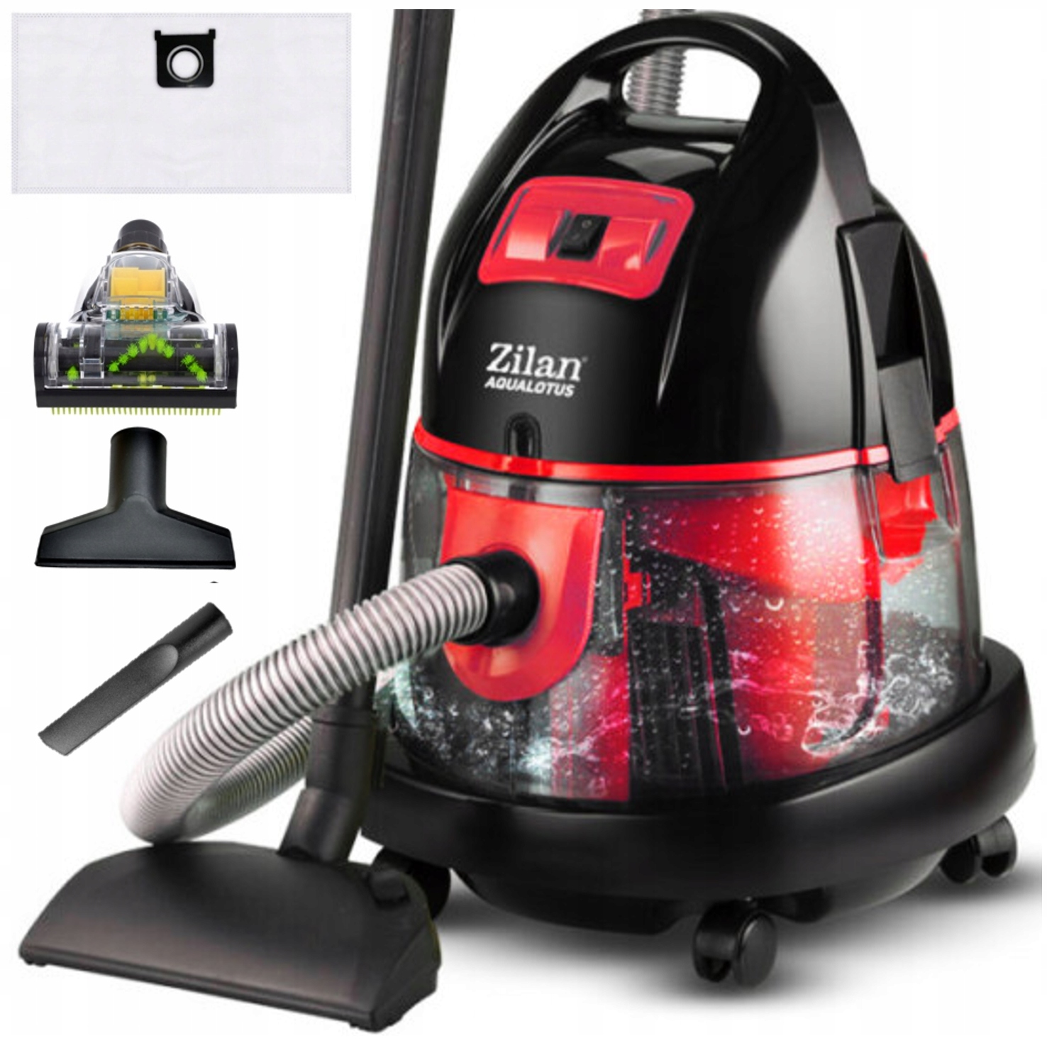 Odkurzacz Wodny Moc Nadmuch Turboszczotka Aqua 8l Bezworkowy 2000W