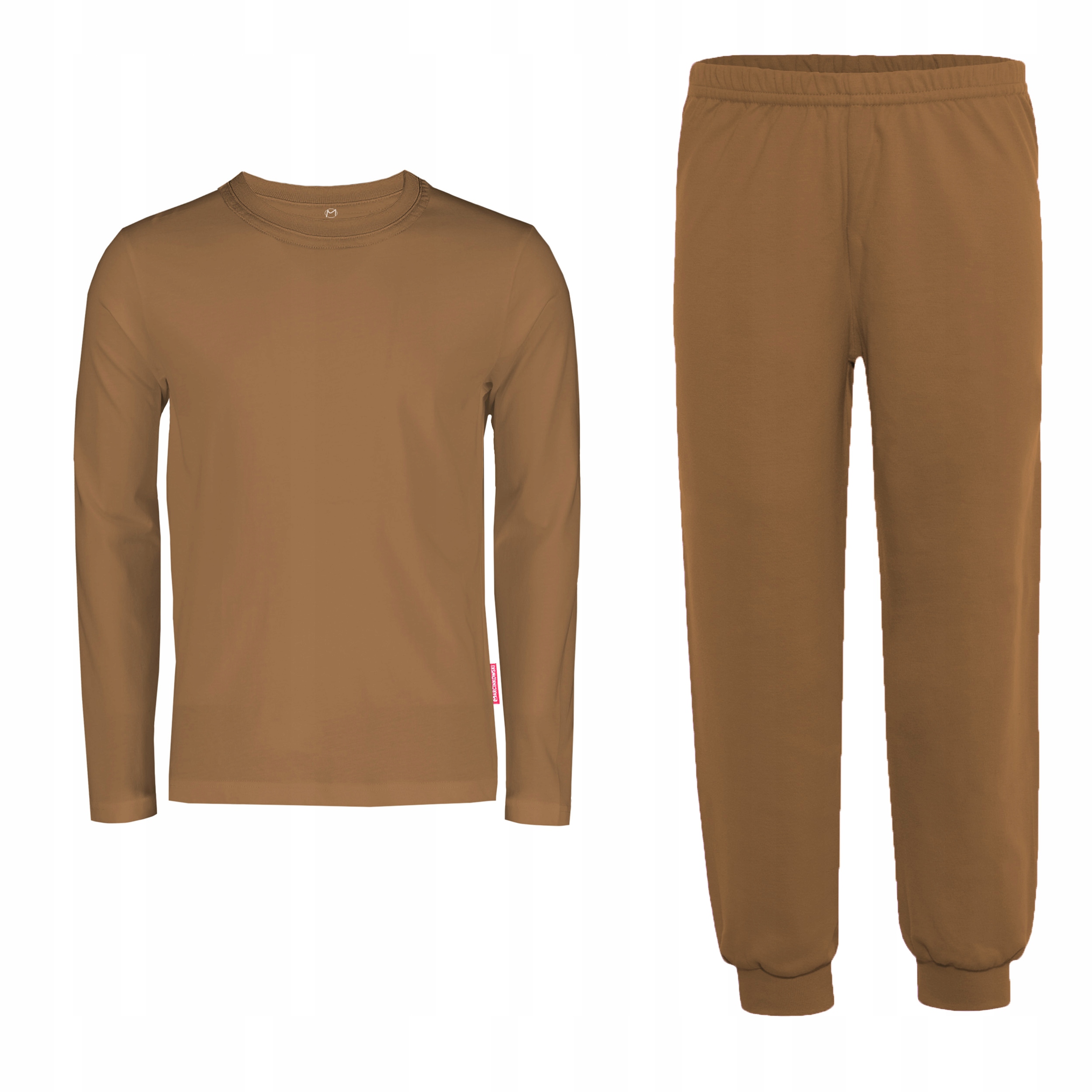 BAWEŁNIANY KOMPLET BRĄZOWE DRESOWE SPODNIE I BLUZKA DŁUGA NA STRÓJ 128 Kolor brązowy