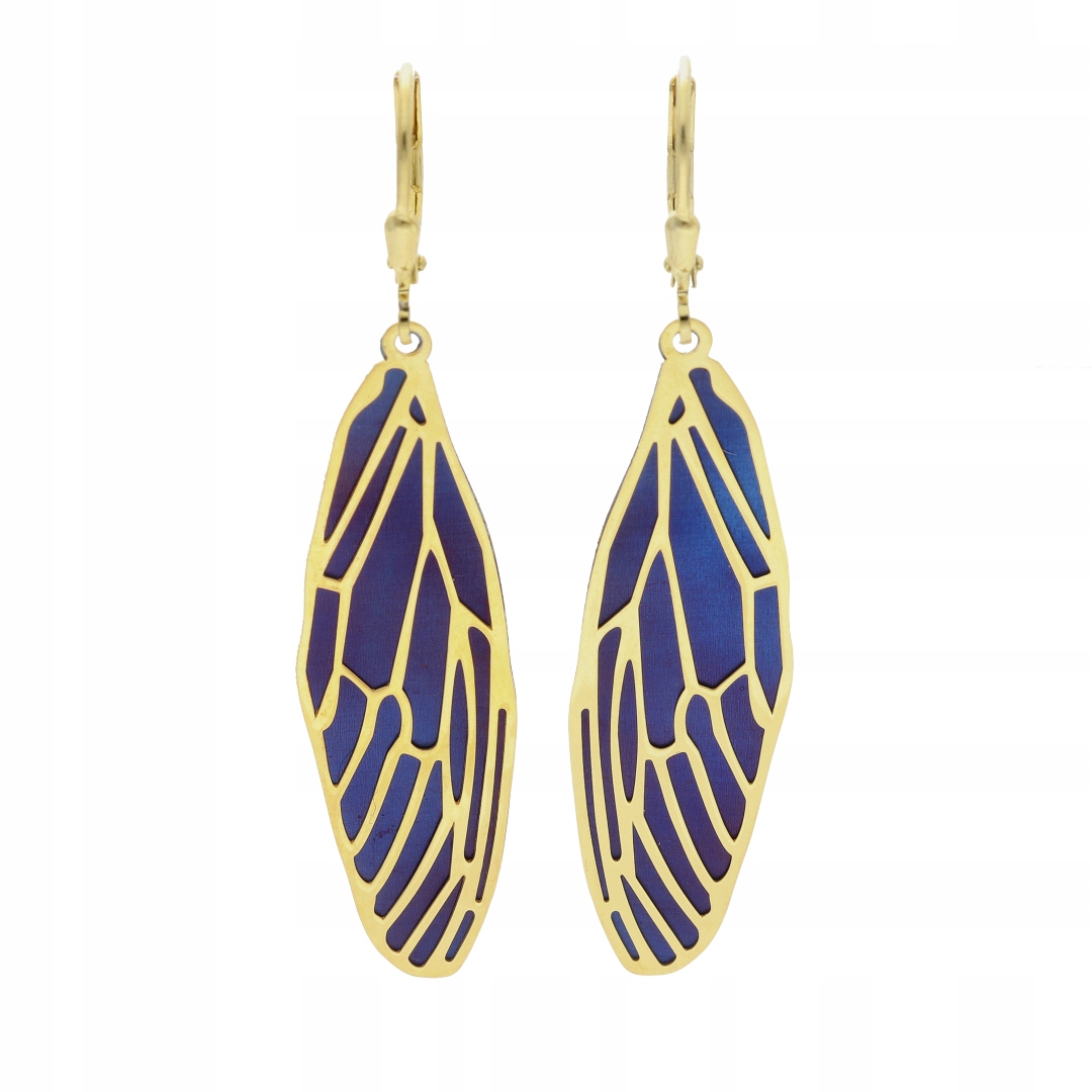 Náušnice křídla titan stříbro pozlacené