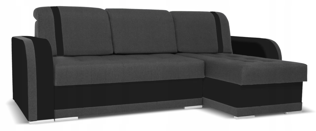 Rohová Sedací Souprava rohová sedačka Dubaj šedá černá Univerzální výplet z ekokůže Roducent
