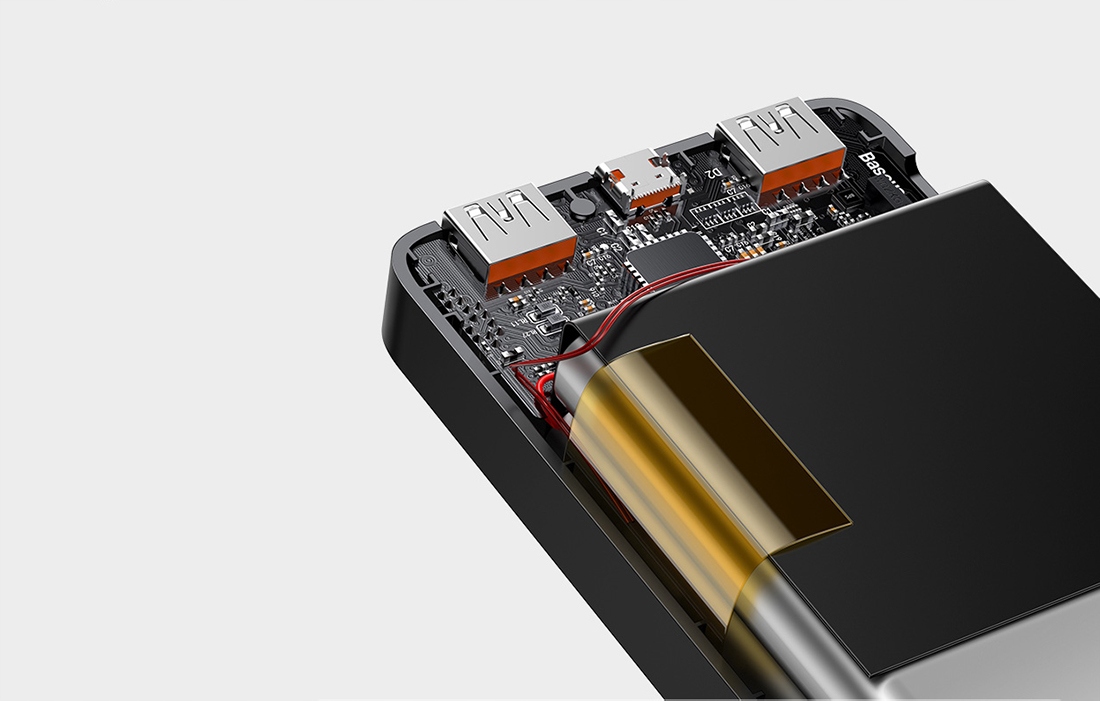 BASEUS MOCNY SZYBKI POWERBANK 10000MAH 2XUSB-A USB-C QC 20W Z WYŚWIETLACZEM Złącza microUSB USB typ A USB typ C