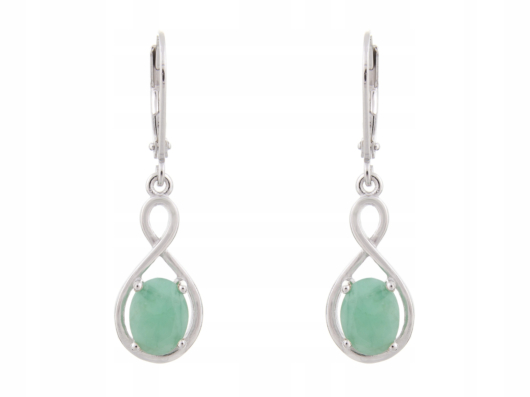 Visací Stříbrné Náušnice Rhodiované S Přírodním Smaragd