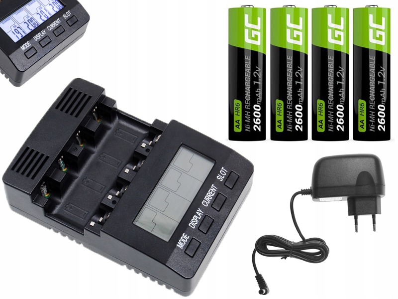 

Ładowarka 4x Akumulator Aa R6 Green Cell 2600mAh