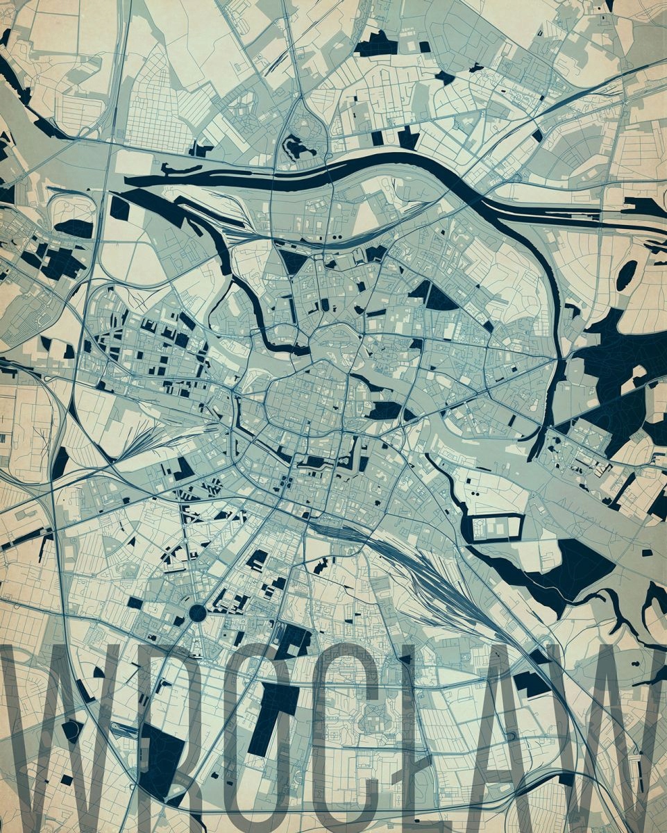 

Wrocław Artystyczna mapa miasta Plakat 40x50 cm