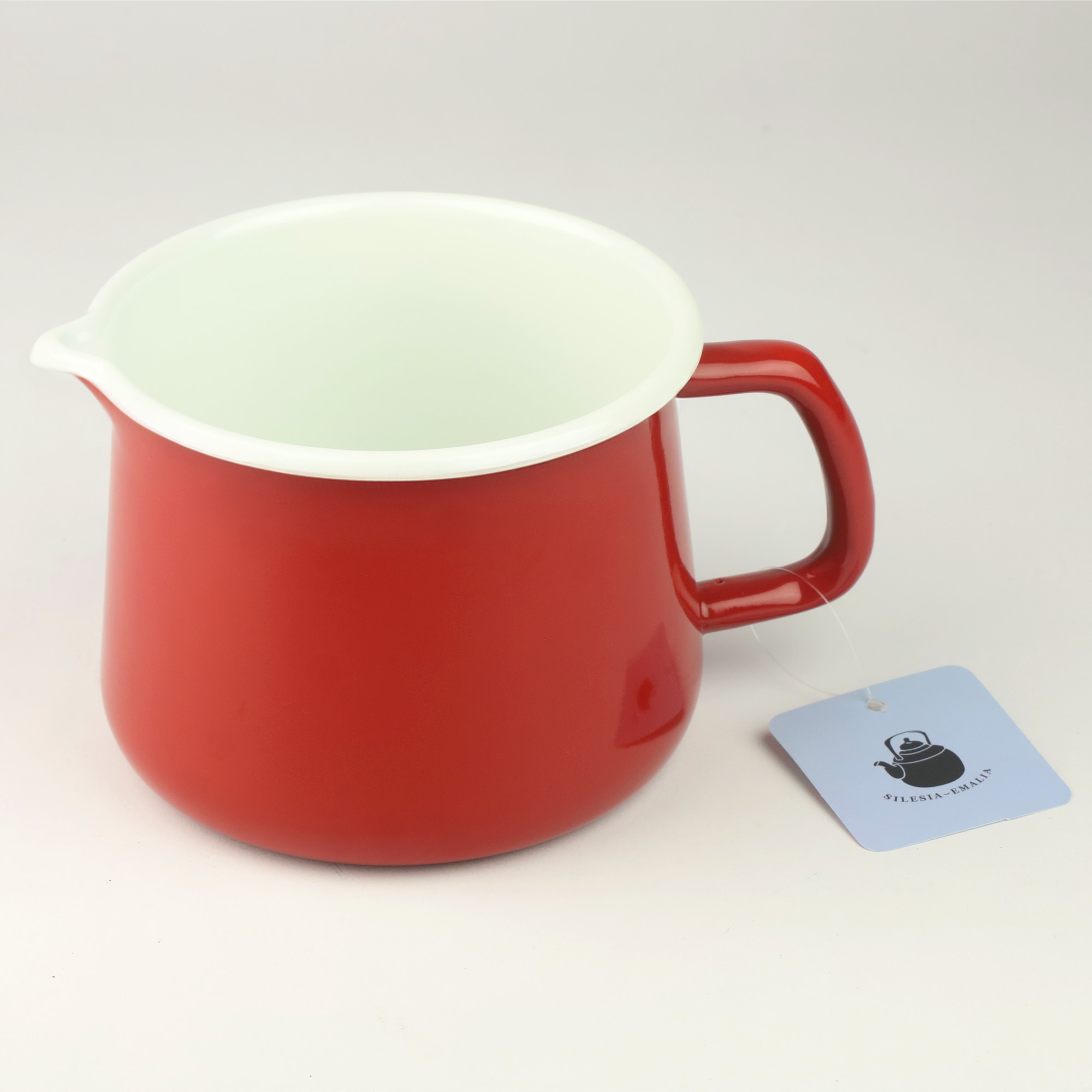 EMALIOWANY KUBEK Z WYLEWKĄ DZBANUSZEK NA KUCHENKĘ Z DZIÓBKIEM 1,7L CZERWONY