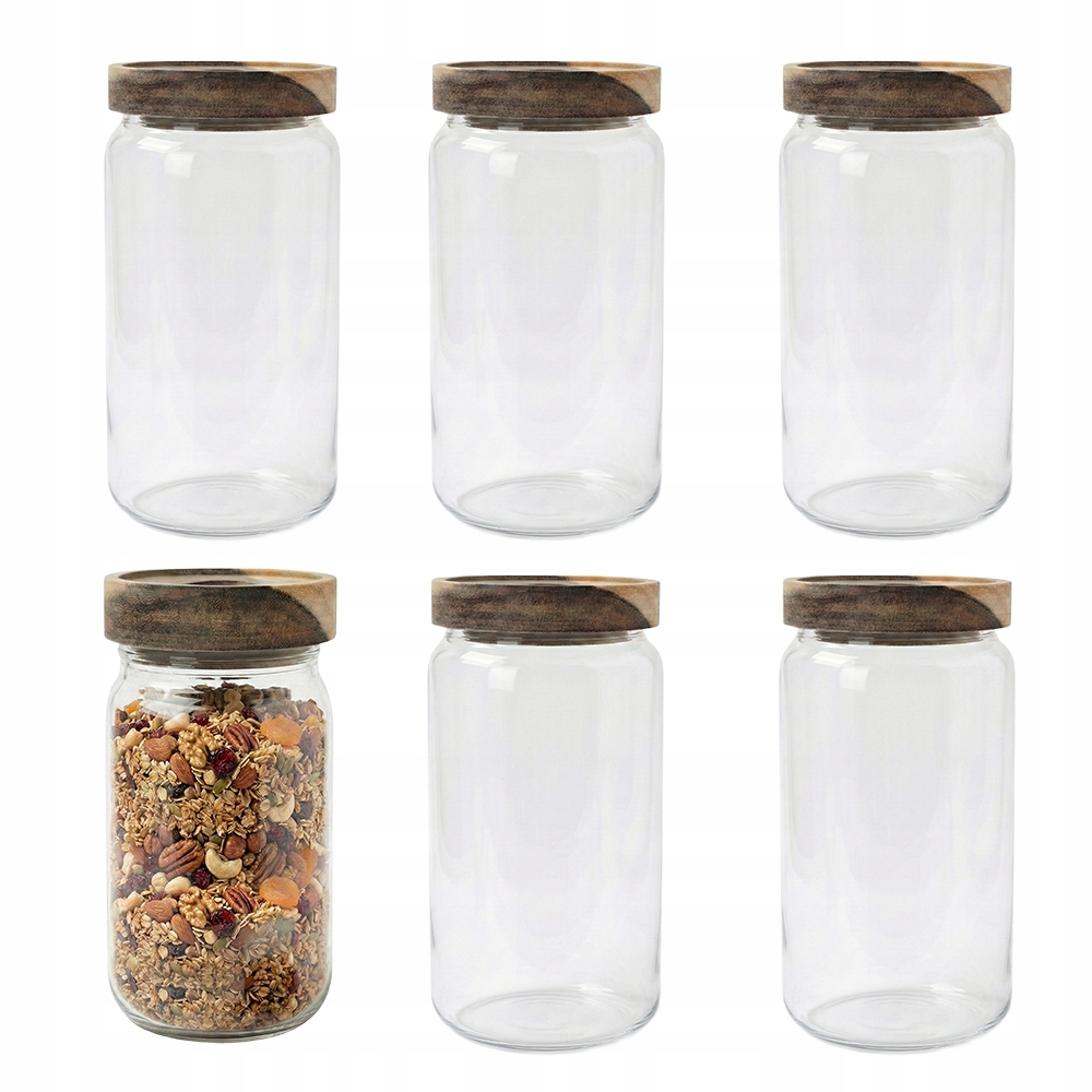 Sada 6x skleněná nádoba na potraviny 700 ml – zavařovací sklenice z borosilikátového skla