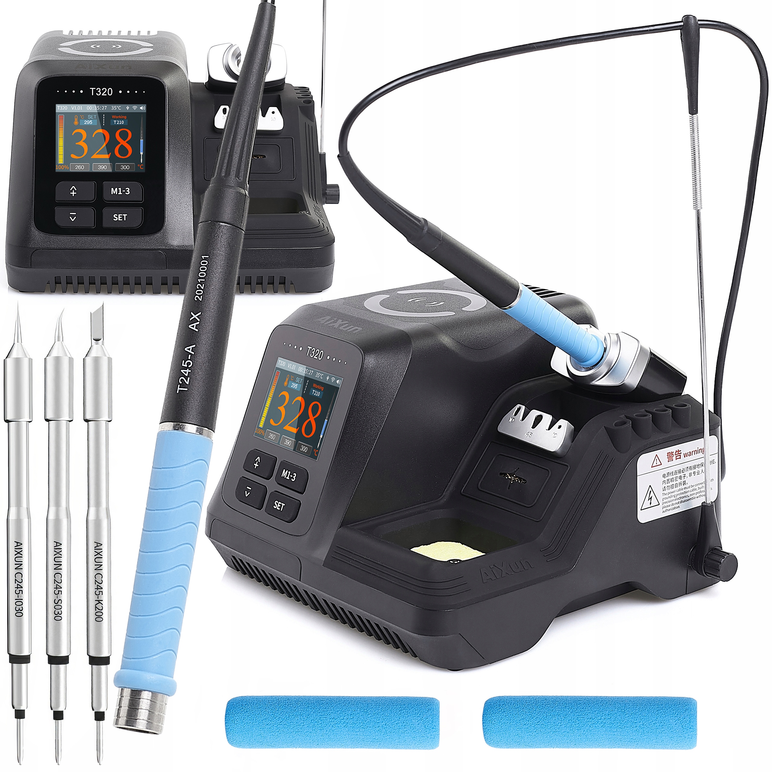 Inteligentní Pájecí Stanice Aixun T320 200W S Baňkou T245 3x Hroty C245