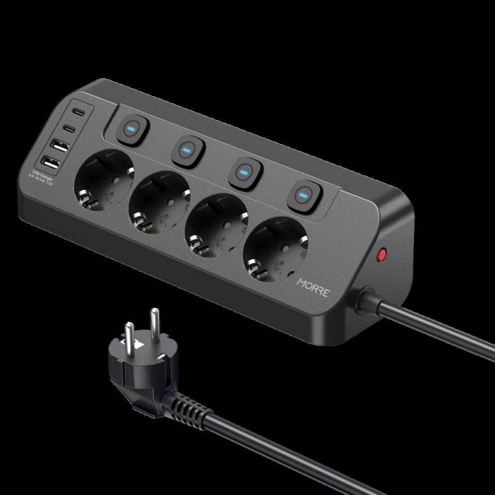 Rohová lišta Morre 2 m M412 4 Ac zásuvky, 2xUSB-C, 2xUSB-A 15W