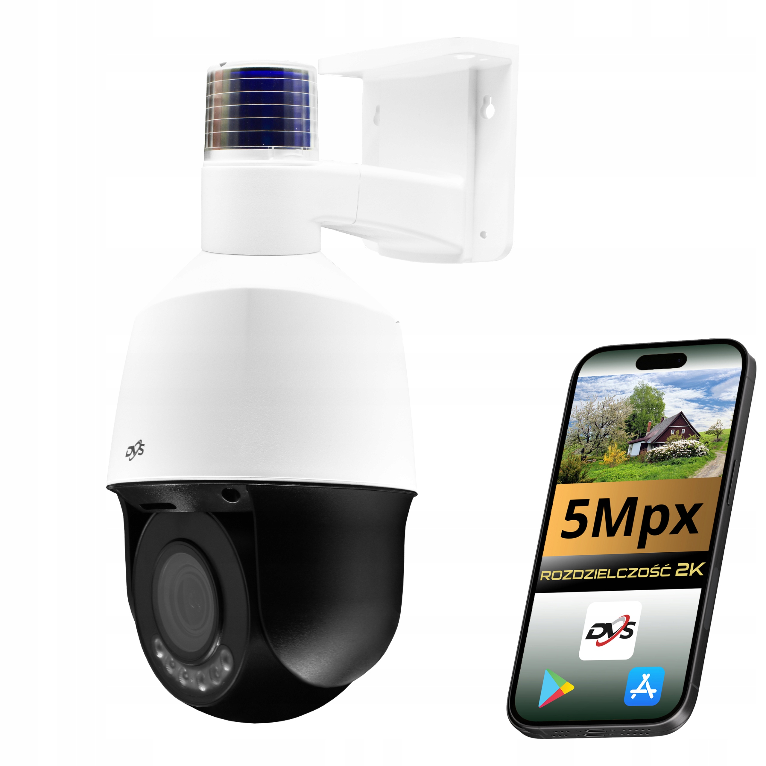 Vonkajšia Otočná Kamera Dvs Ip Poe 5MPX Motozoom Sledovanie Patroly Siréna