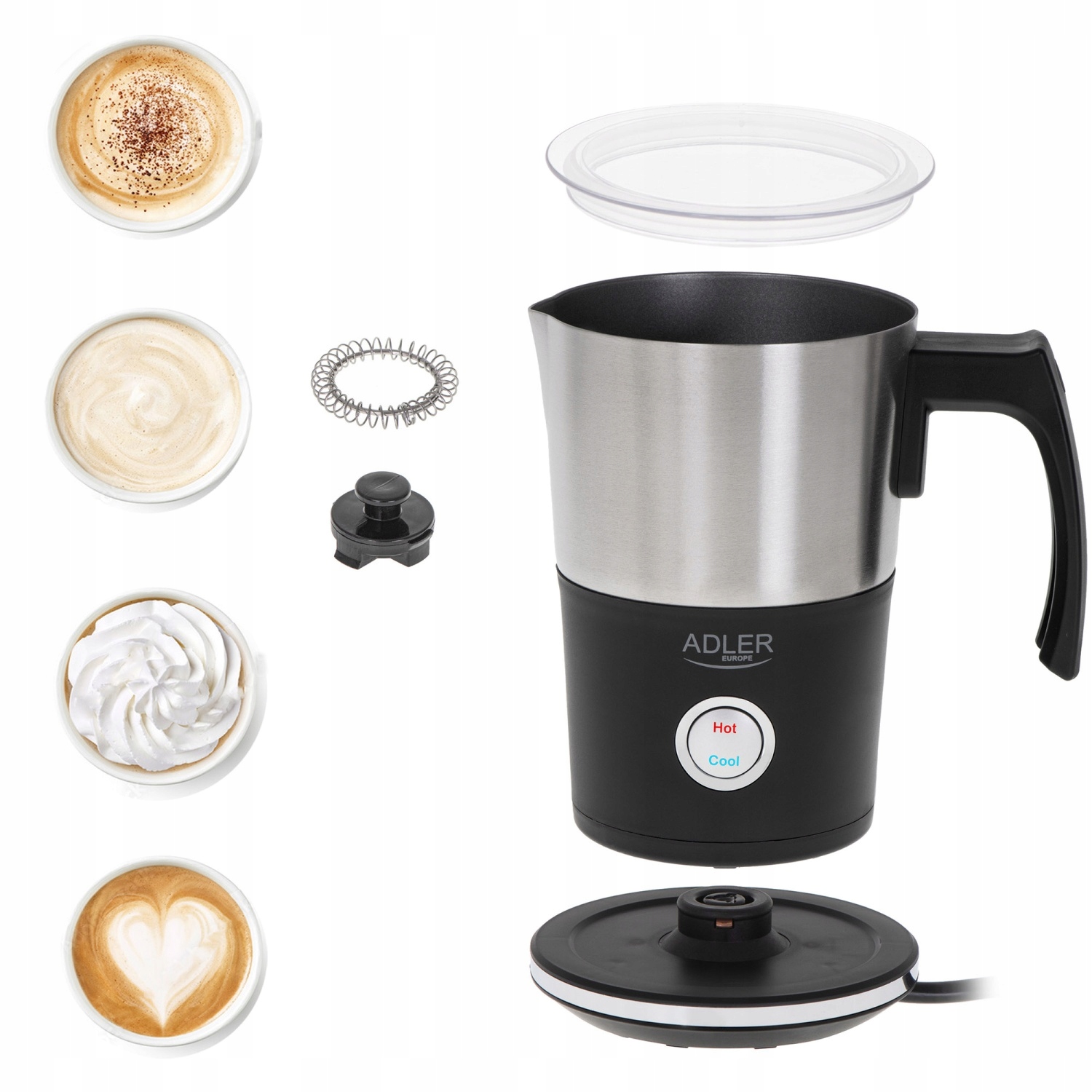 Nádoba na mléko 4v1 ohřívač magnetický cappuccino latte studené teplé