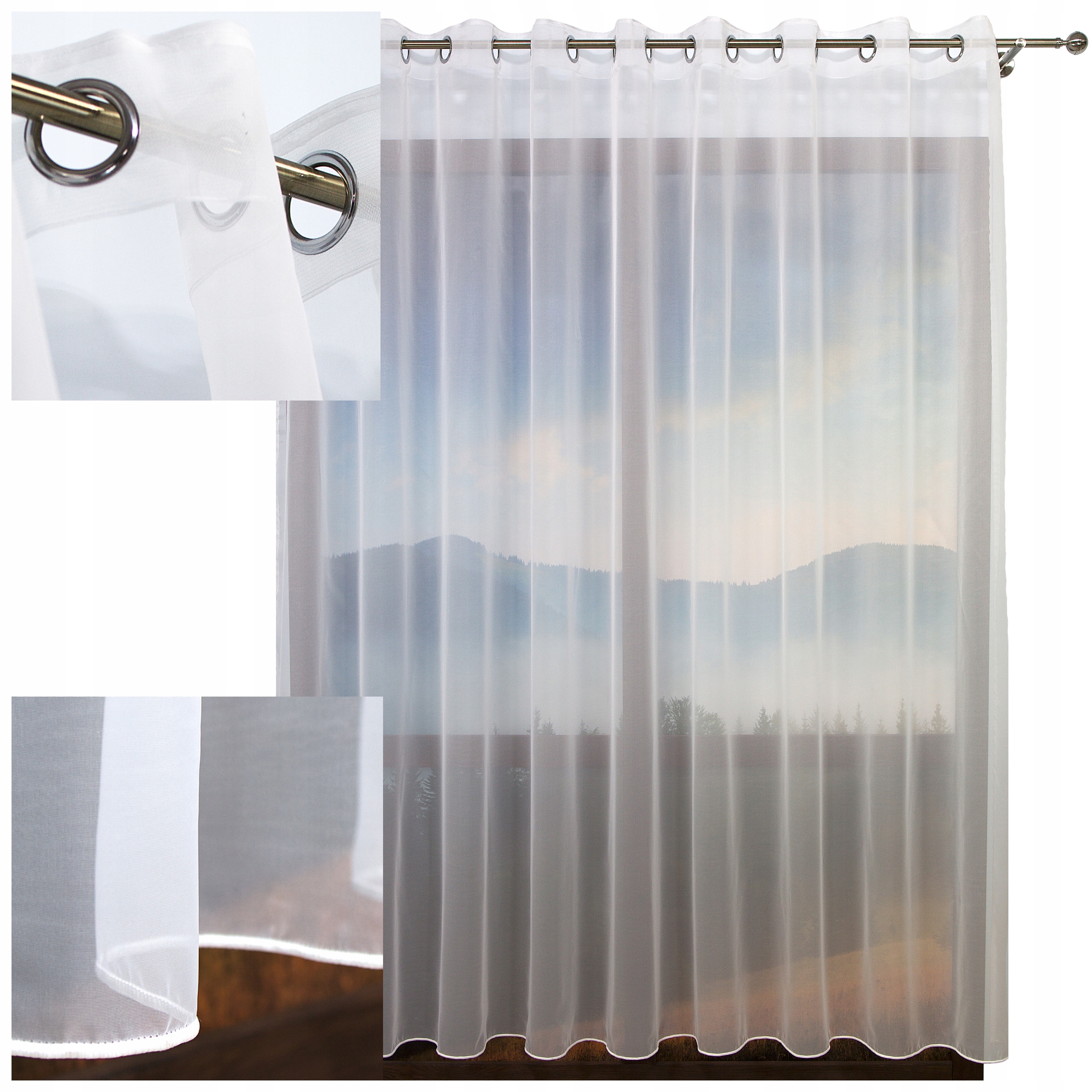 Hotová Záclona Bílá Voál Na Průchodkách S Olovnicí Do Obývacího Pokoje 700 cm x 240 cm