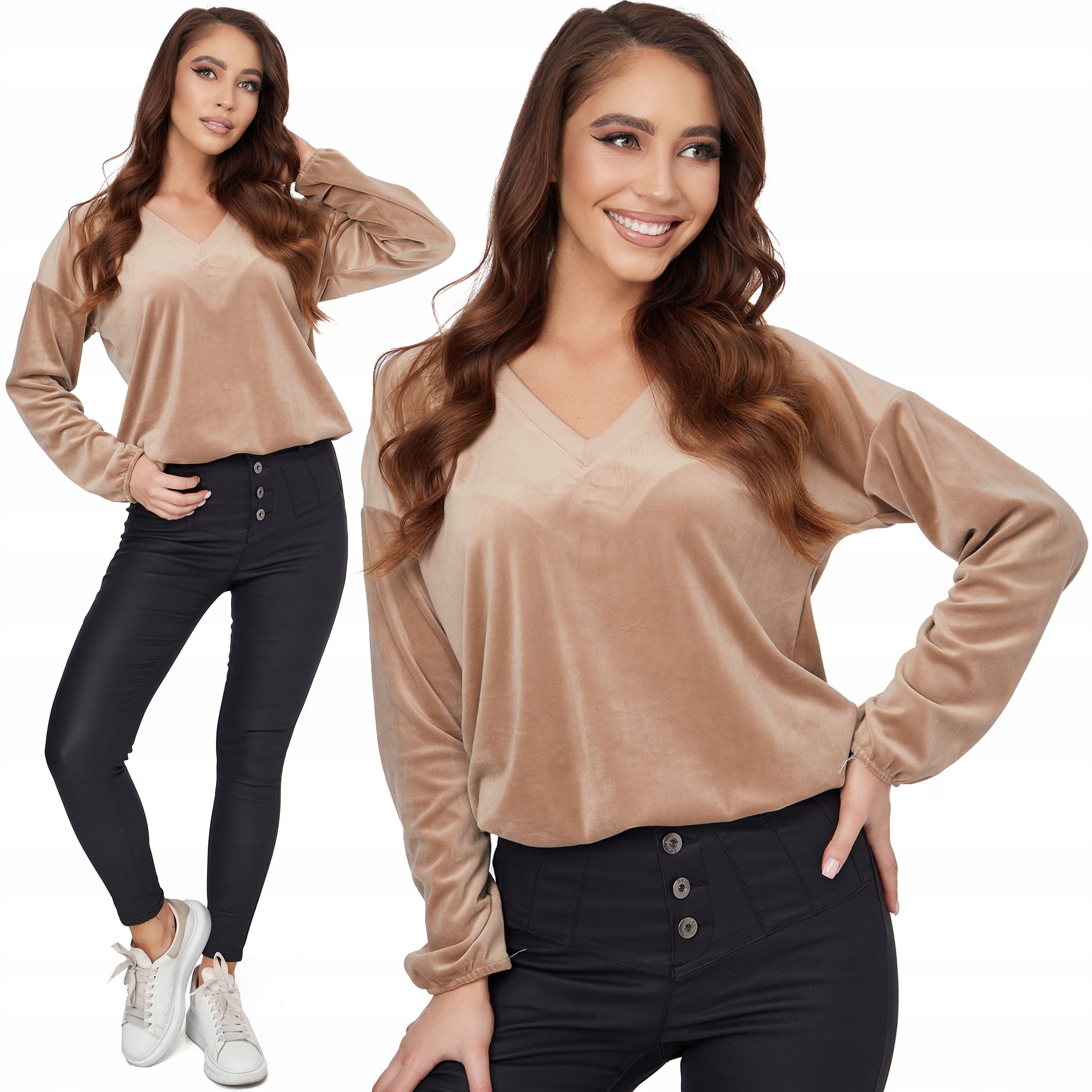 

032_ M/38 _welurowa Bluzka ,bluza W Serek