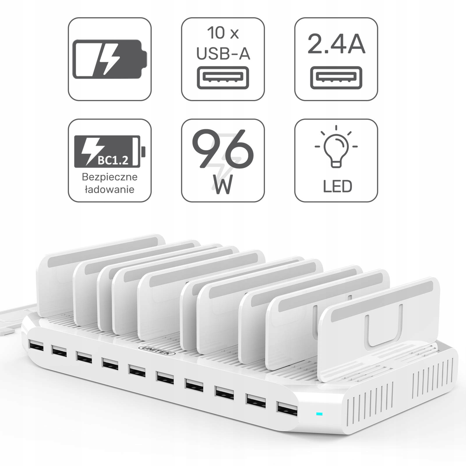 Unitek stacja ładująca 10 x USB 2,4A 96W Producent Unitek