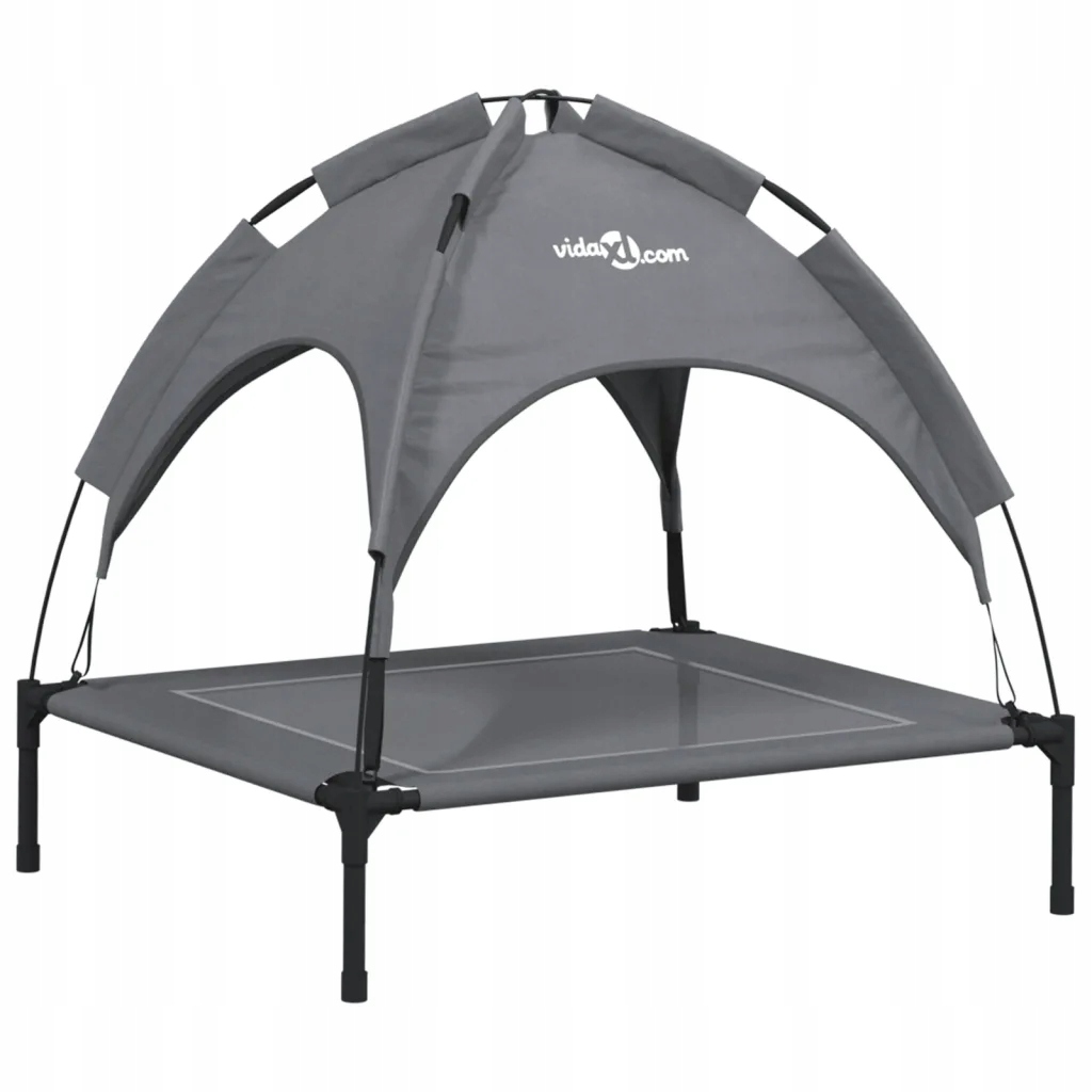 Pelíšek pro psa s baldachýnem, tkanina Oxford, antracitová, 71x64x70 cm