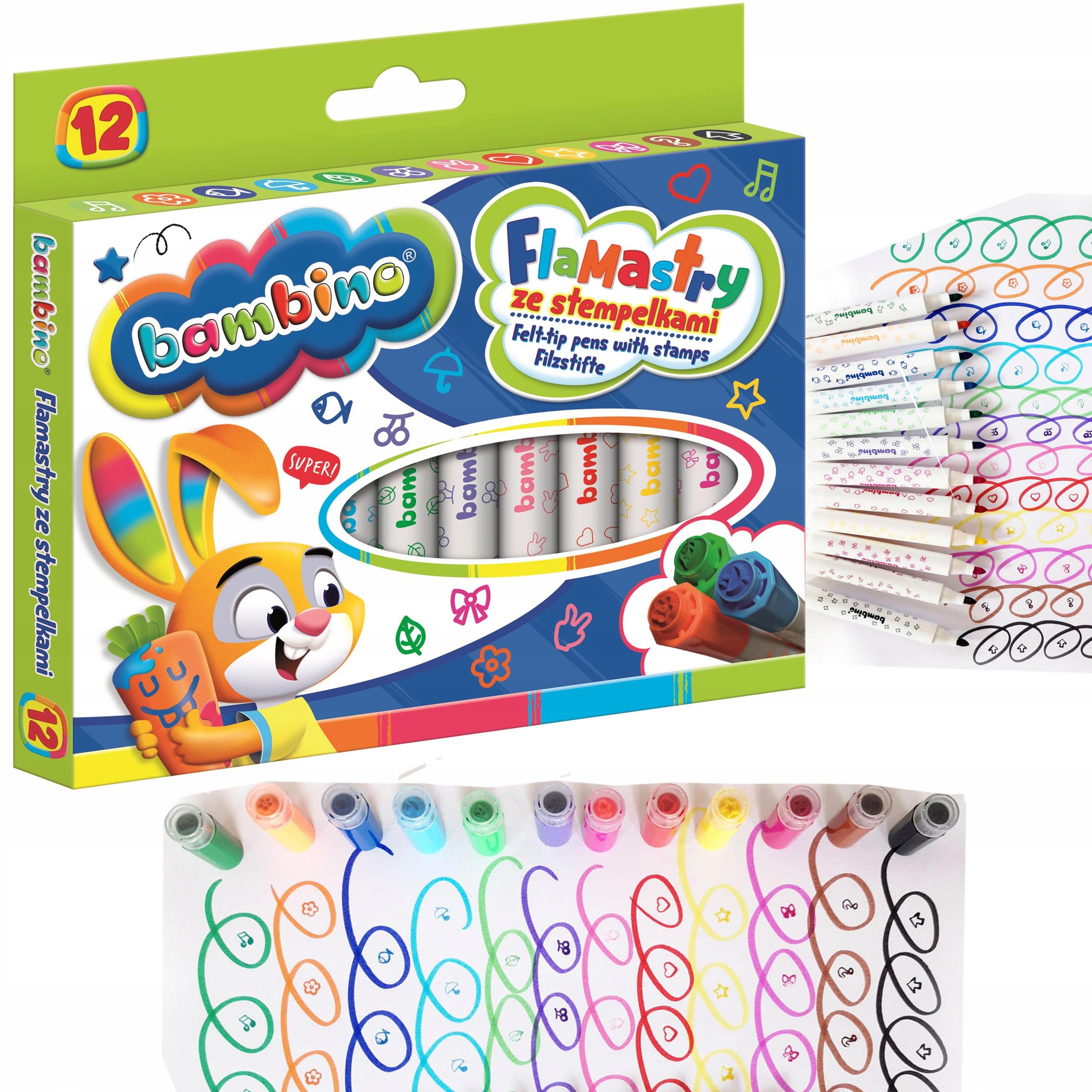 

Flamastry Ze Stempelkami Bambino 12 kol. Pisaki