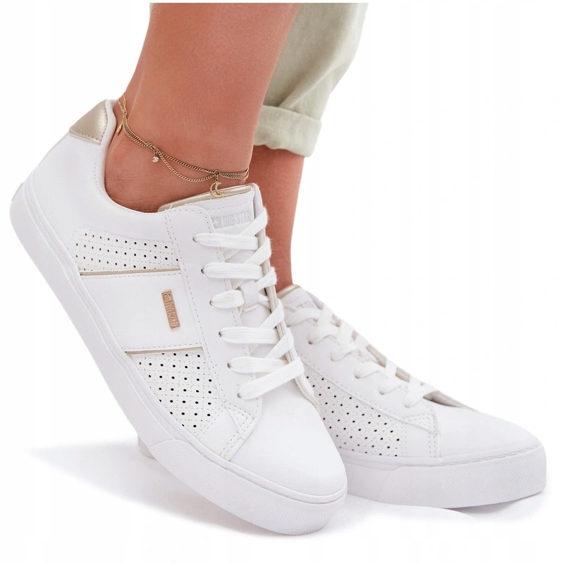 Dámské Tenisky Eko Kůže Nízké Ažurové Big Star TT274291 Bílé 36