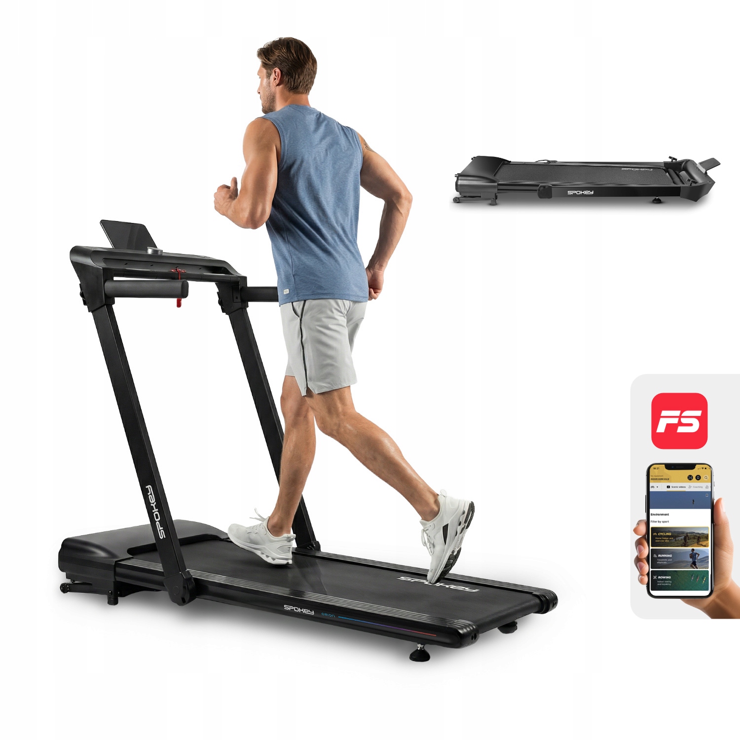 Bieżnia elektryczna sterowana gestami Spokey Orion z regulacją nachylenia