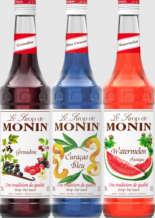 Zestaw letni do lemoniad i drinków Monin Grenadina, Blue, Arbuz