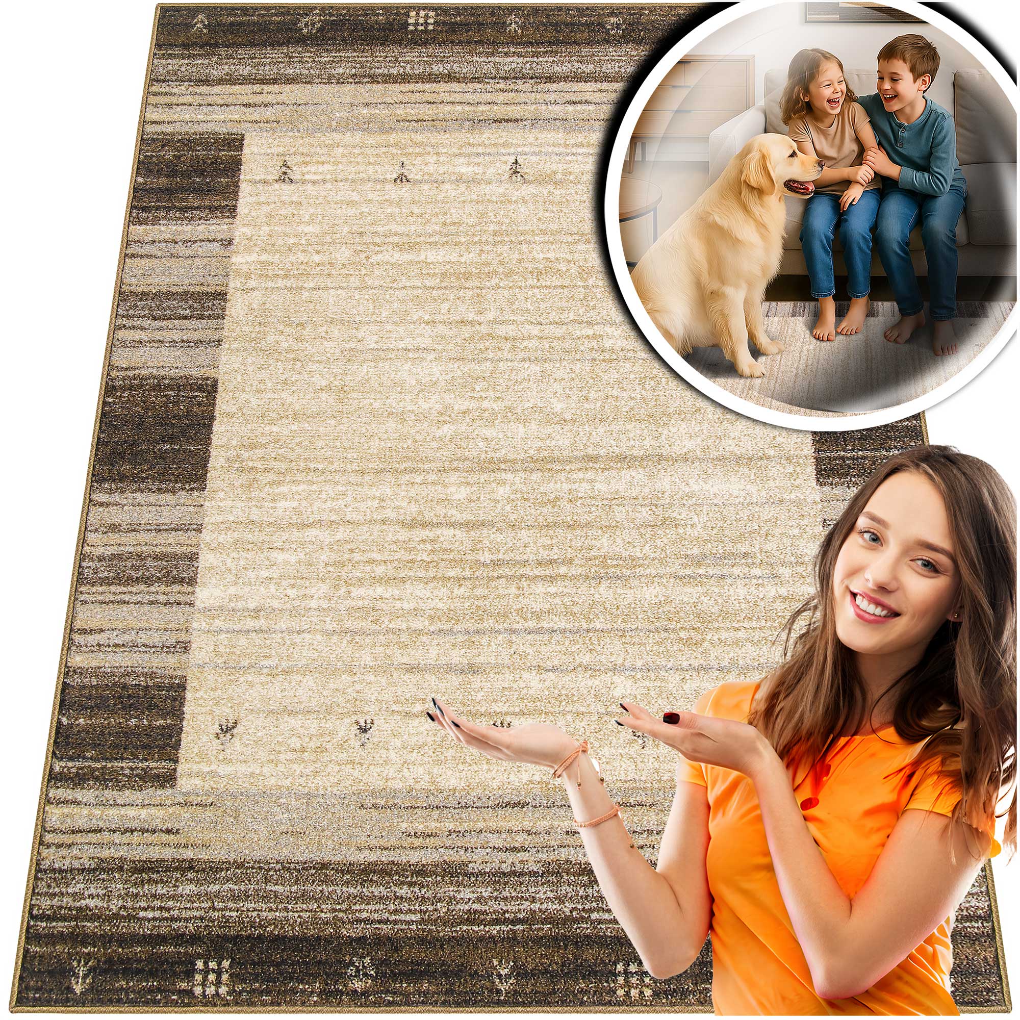 Moderní Koberec Módní Béžový Koberec Do Obývacího Pokoje Adventure Loft 13 mm 80 x 150