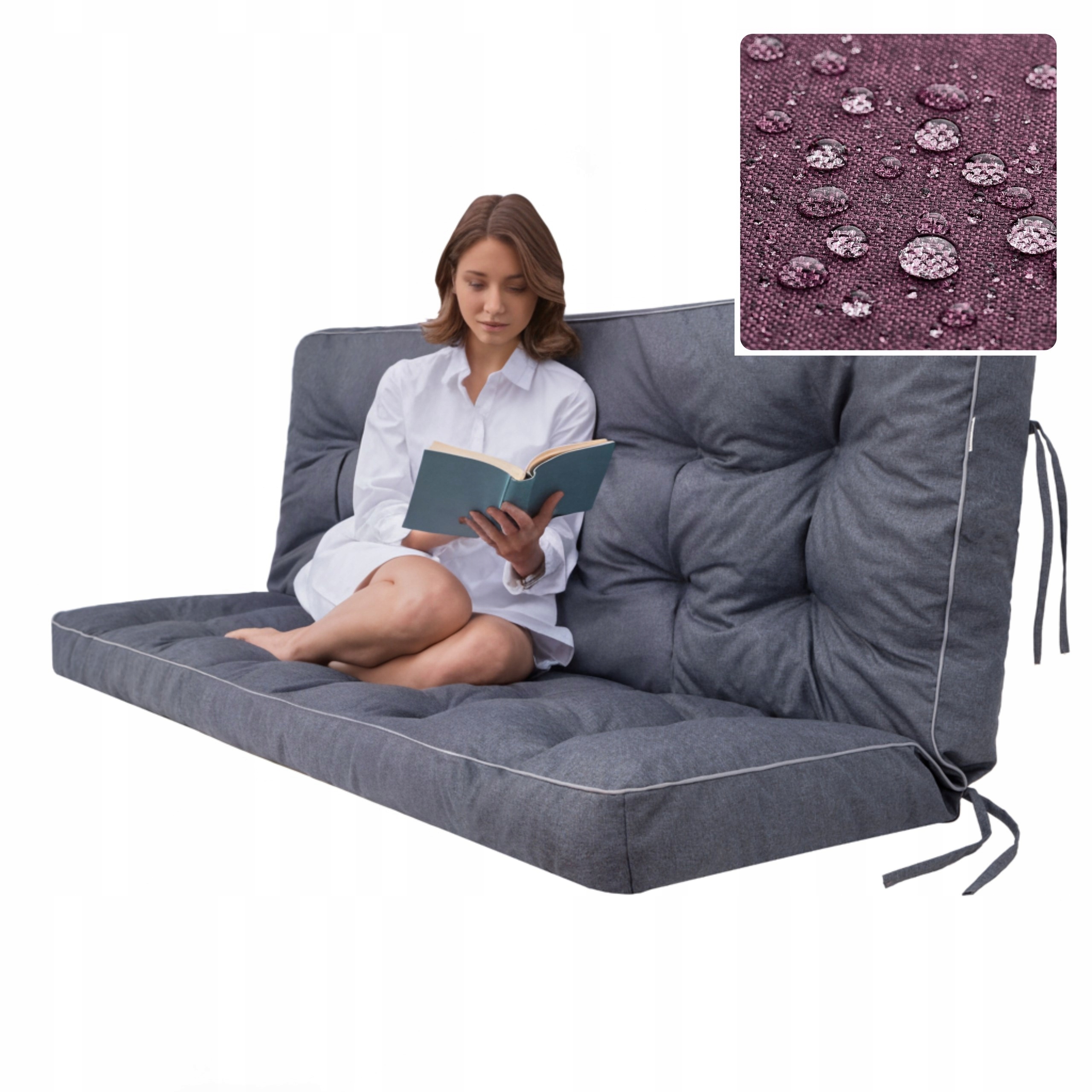 Polštář Na Houpačku Poduška na zahradní lavičku Voděodolná pro 3 osoby 150 cm