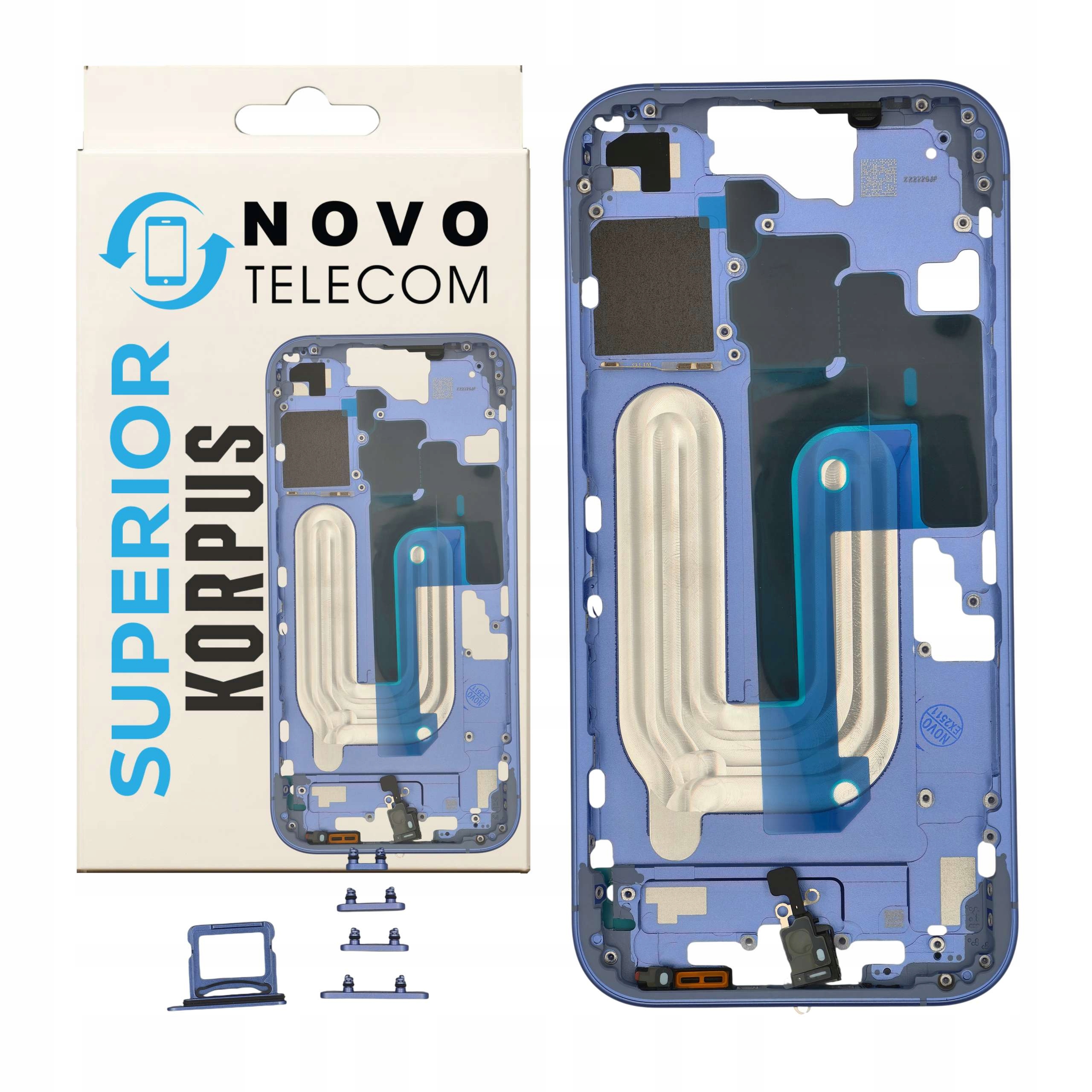 Korpus Obudowa Ramka Telefonu do iPhone 16 Niebieska